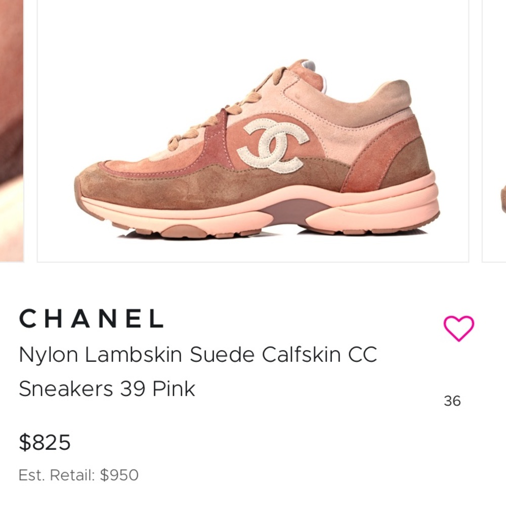 Nylon lamb skin suede pink Chanel sneakers